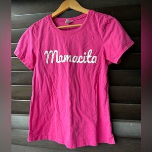 Women’s Hot Pink 100% Cotton Short Sleeve Tshirt “Mamacita” Crew Neck